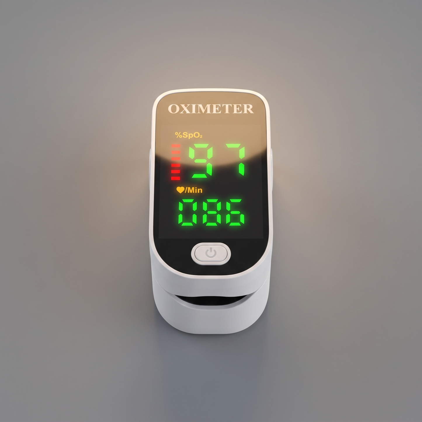 Fingertip pulse oximeter, top view