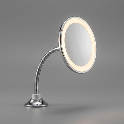 LED magnifying vanity mirror, angled view