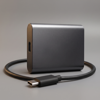 USB-C portable SSD, angled view